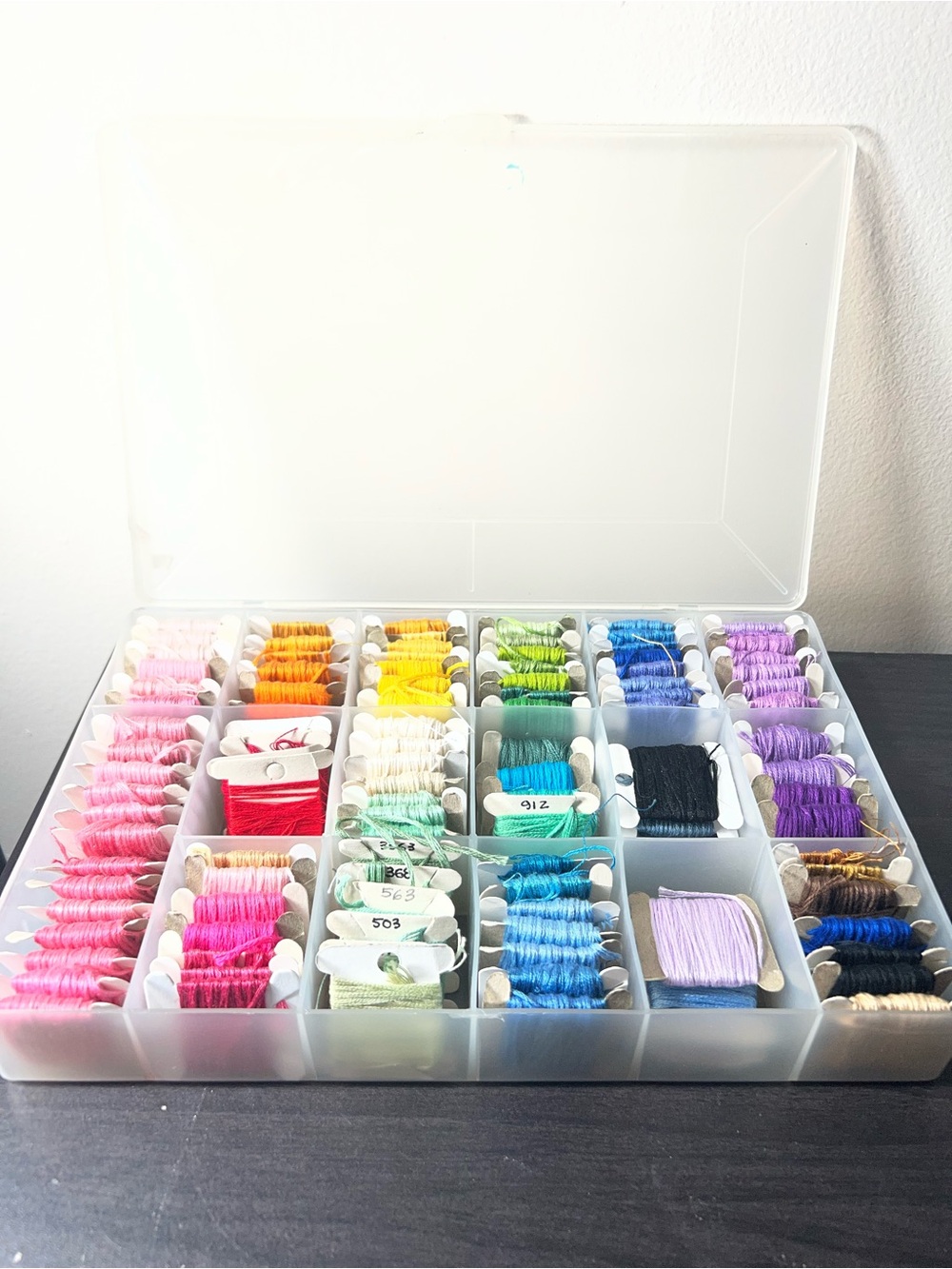 Embroidery thread lot with storage box